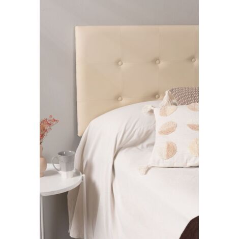 Muebles - Cabecero Buttons Polipiel para camas de 90 y 80 cm - Beige