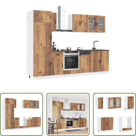 Muebles cocina -  Mueble cocina Kalmar madera vieja 8 pzas madera contrachapada