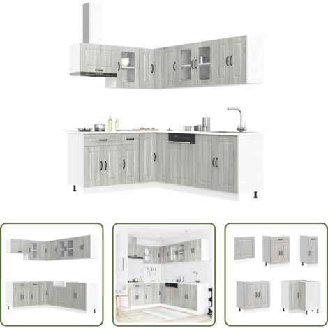 Muebles cocina -  Mueble cocina Kalmar sonoma gris 11 pzas madera contrachapada