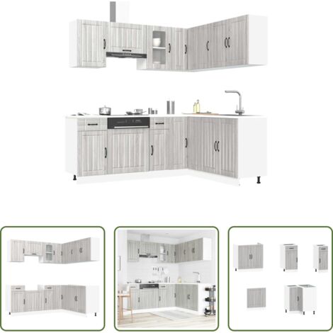 Muebles cocina -  Mueble cocina Kalmar sonoma gris 11 pzas madera contrachapada
