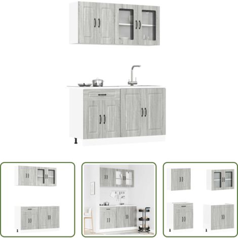 Muebles cocina -  Mueble cocina Kalmar sonoma gris 4 pzas madera contrachapada