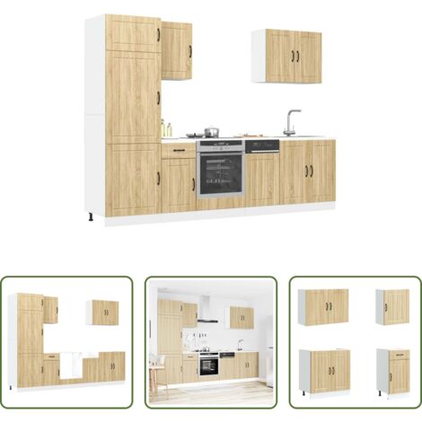 Muebles cocina -  Mueble cocina Lucca roble sonoma 7 pzas madera contrachapada