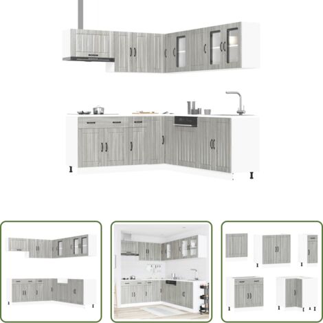 Muebles cocina -  Mueble cocina Lucca sonoma gris 11 pzas madera contrachapada