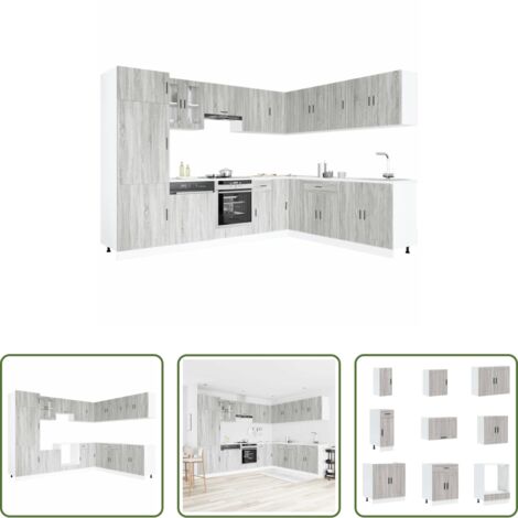 Muebles cocina -  Mueble cocina Porto sonoma gris 14 pzas madera contrachapada