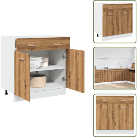 Muebles cocina - vidaXL Cajón bajo "Lyon" roble artesanal, 80x46x81,5 cm, madera de ingeniería - Madera contrachapada