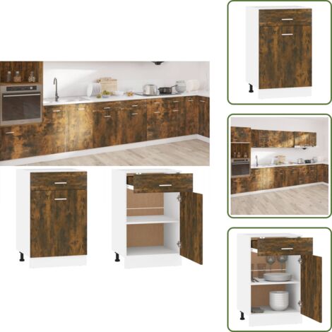 Muebles cocina - vidaXL Mueble bajo con cajón "Lyon" roble ahumado 50x46x81,5 cm Madera de ingeniería - Madera contrachapada