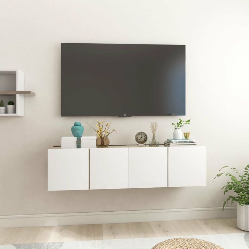 

Muebles colgantes de TV 2 uds blanco roble Sonoma 60x30x30 cm