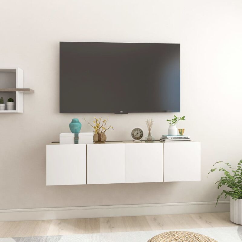 

Muebles colgantes de TV 2 uds blanco roble Sonoma 60x30x30 cm
