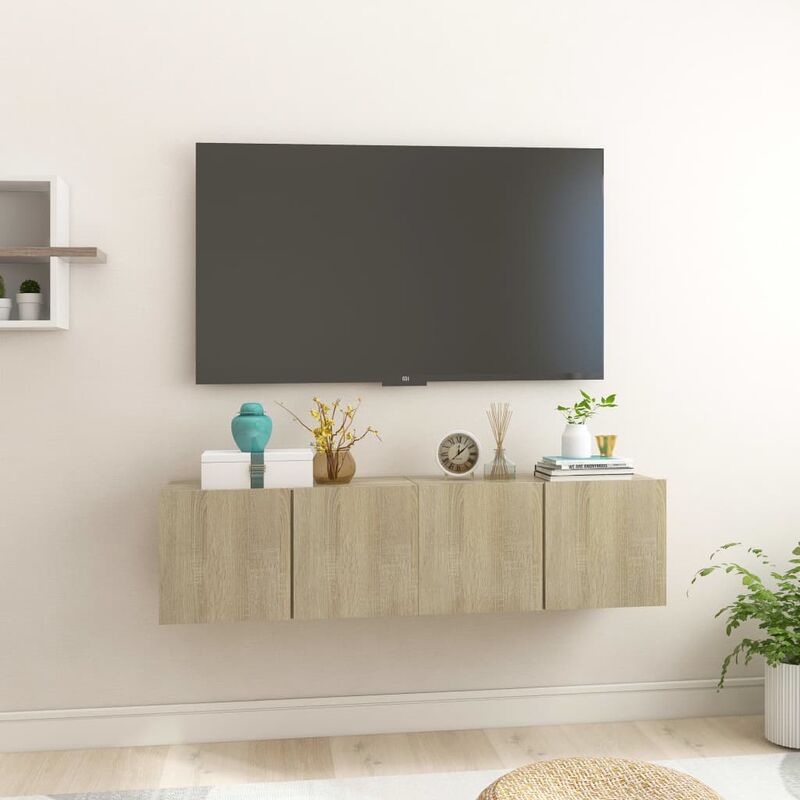 

Muebles colgantes de TV 2 uds color roble Sonoma 60x30x30 cm