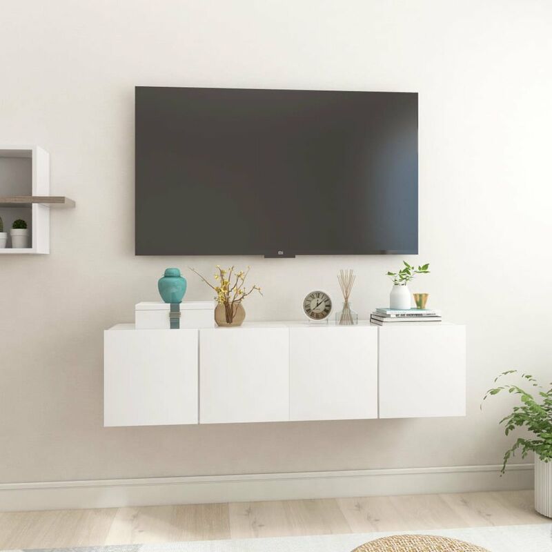 

Muebles colgantes de TV 2 unidades blanco 60x30x30 cm