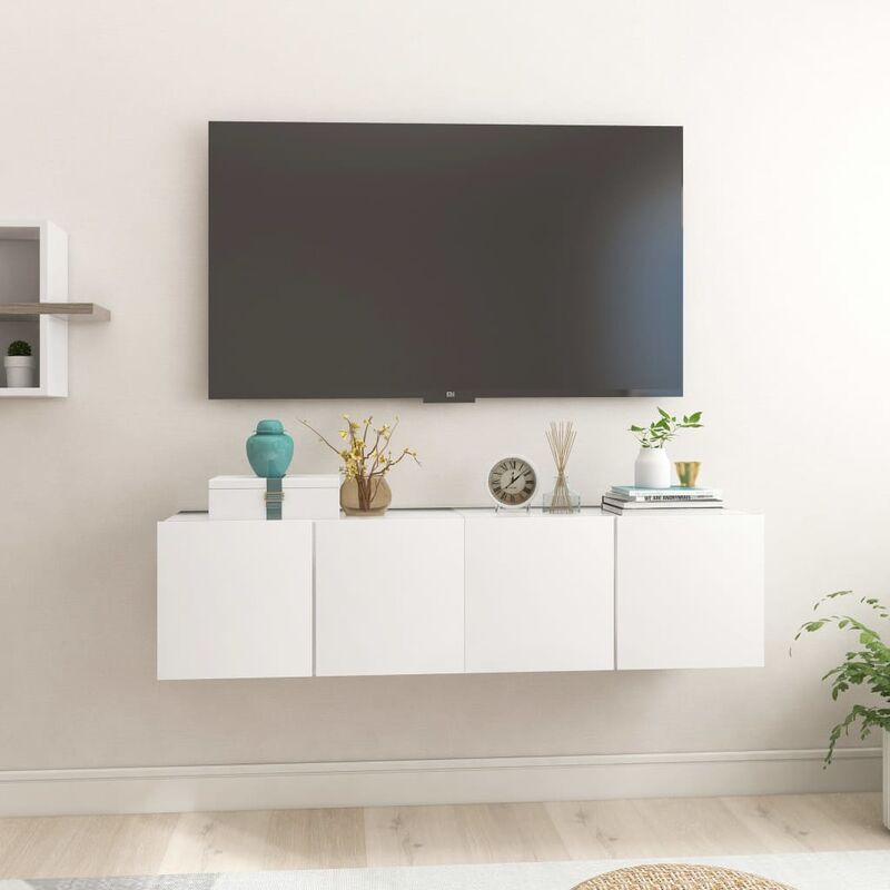 

Muebles colgantes de TV 2 unidades blanco 60x30x30 cm