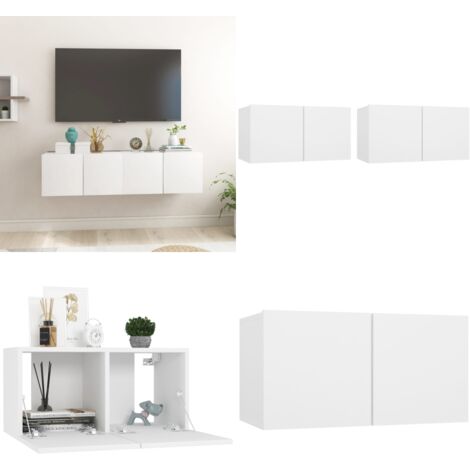 Muebles colgantes de TV 2 unidades blanco 60x30x30 cm - Muebles de pared - Armario colgante
