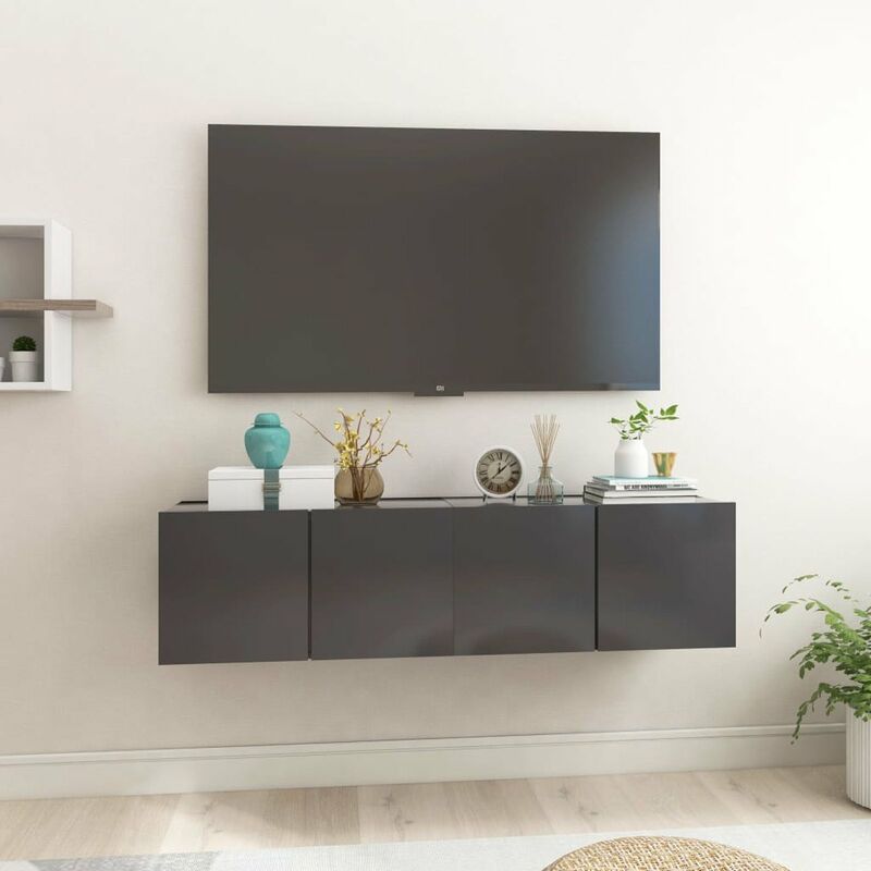 

Happyshopping - Muebles colgantes de TV 2 unidades gris 60x30x30 cm