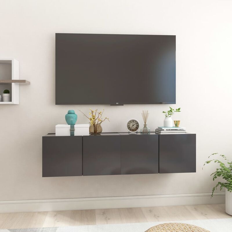 

Muebles colgantes de TV 2 unidades gris 60x30x30 cm