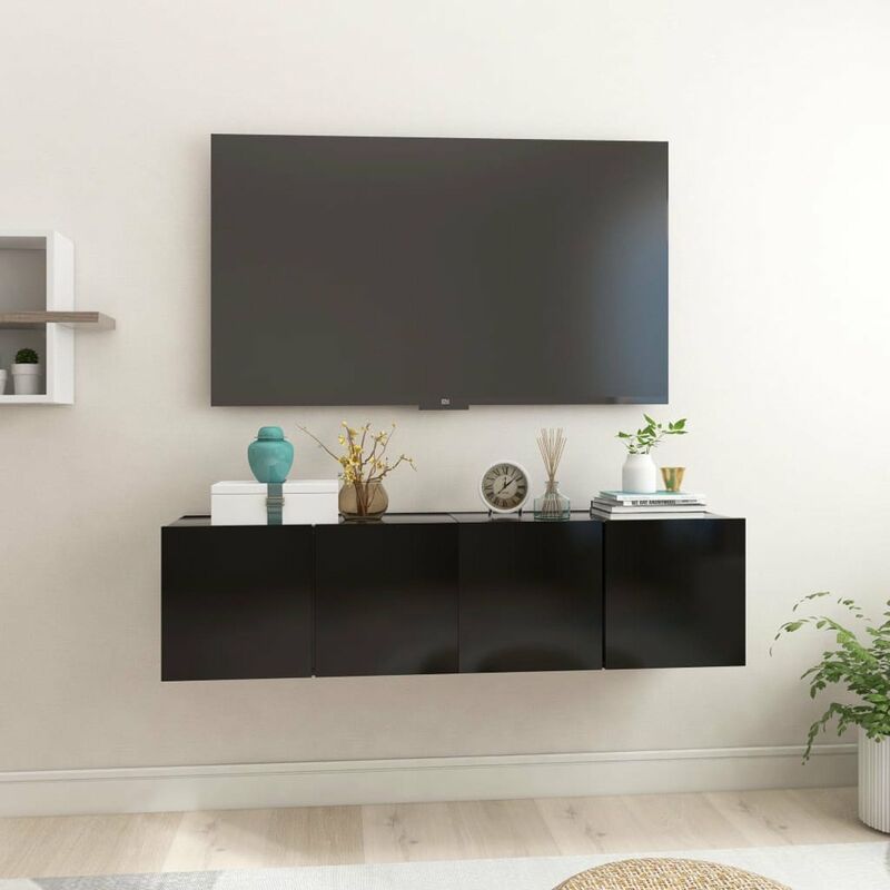 

Happyshopping - Muebles colgantes de TV 2 unidades negro 60x30x30 cm