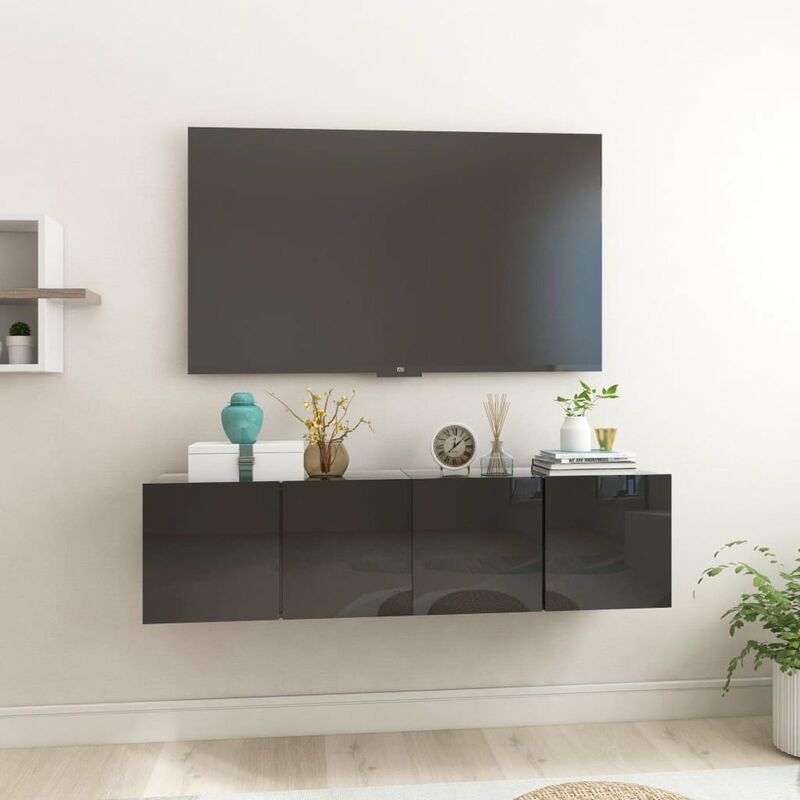 

Happyshopping - Muebles colgantes de TV 2 unidades negro 60x30x30 cm