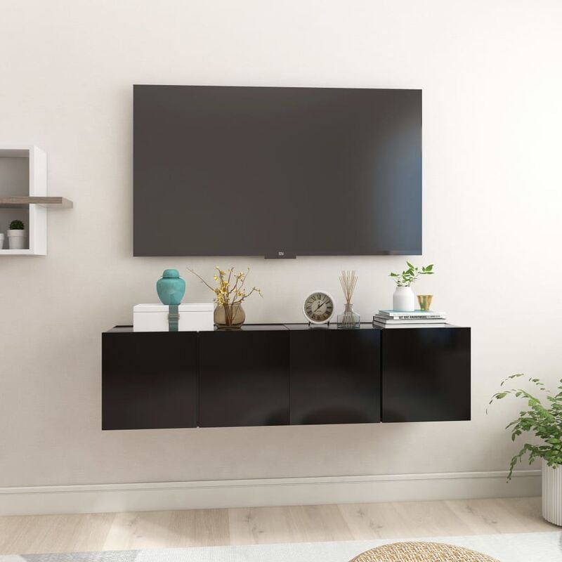 

Muebles colgantes de TV 2 unidades negro 60x30x30 cm