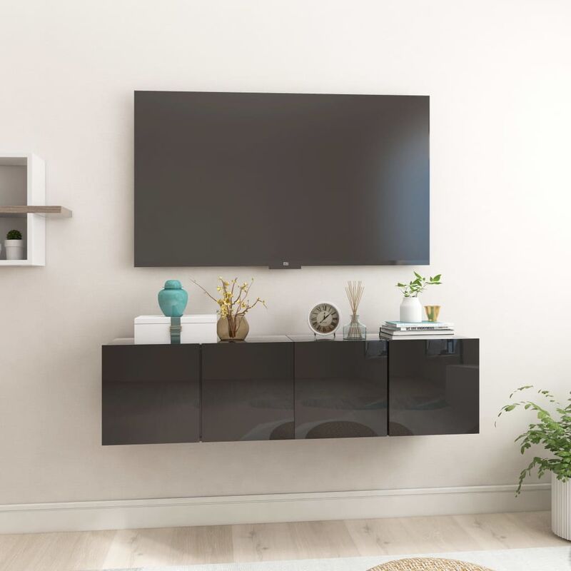 

Muebles colgantes de TV 2 unidades negro 60x30x30 cm