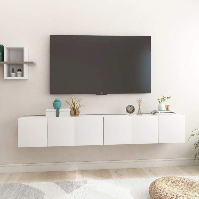 

Muebles colgantes de TV 3 unidades blanco 60x30x30 cm