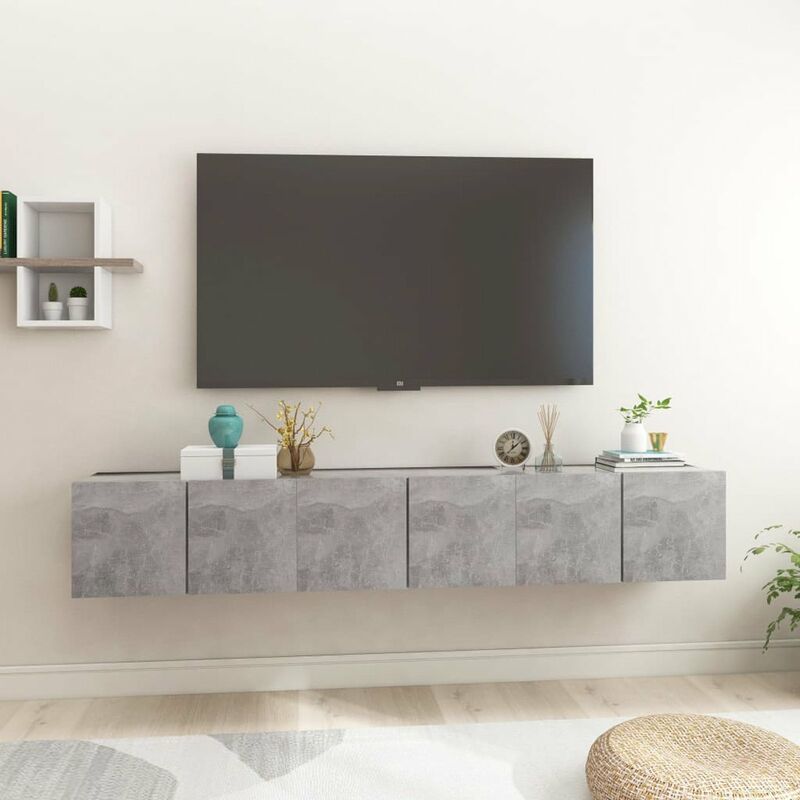 

Muebles colgantes de TV 3 unidades gris hormigon 60x30x30 cm