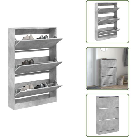 Muebles compactos - vidaXL Zapatero de madera de ingeniería gris hormigón 80x21x125,5 cm - Muebles para entrada