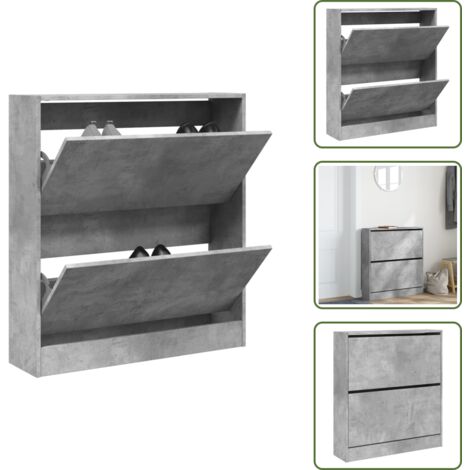 Muebles compactos - vidaXL Zapatero de madera de ingeniería gris hormigón 80x21x87,5 cm - Muebles para entrada
