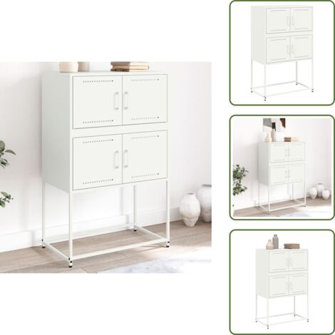 Muebles de acero - vidaXL Aparador de acero blanco 68,5x38,5x107 cm - Armario blanco