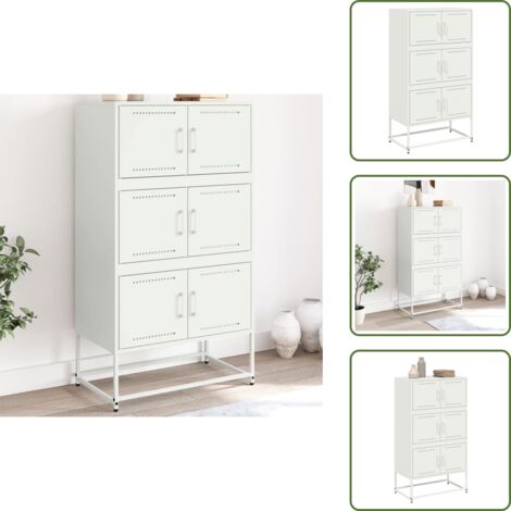 Muebles de acero - vidaXL Aparador de acero blanco 68,5x38,5x123,5 cm - Armario blanco