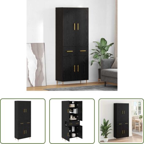 Muebles de almacenamiento -  Alacena Roble Negro 69,5 x 34 x 180 cm Madera contrachapada