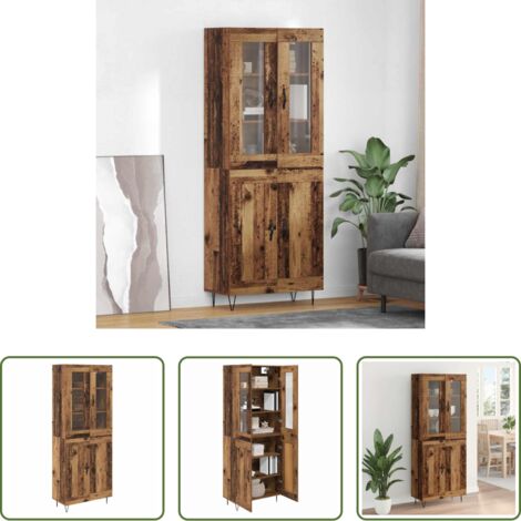 Muebles de almacenamiento -  Aparador alto Madera envejecida 69,5 x 34 x 90 cm