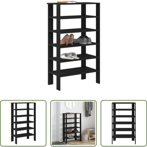 Muebles de almacenamiento -  Mueble zapatero madera contrachapada negro 61x32x105 cm