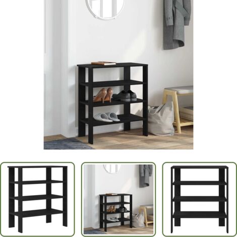 Muebles de almacenamiento -  Mueble zapatero madera contrachapada negro 61x32x70 cm