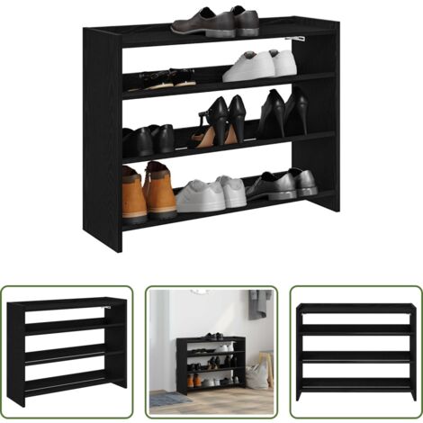 Muebles de almacenamiento - Mueble zapatero madera contrachapada negro 80x25x62 cm