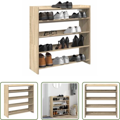 Muebles de almacenamiento -  Mueble zapatero madera contrachapada roble sonoma 80x25x81 cm