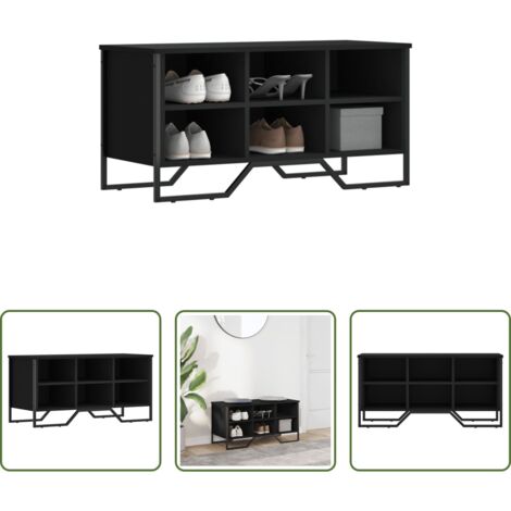Muebles de almacenamiento -  Mueble zapatero madera de ingeniería negro 90x38x45,5 cm