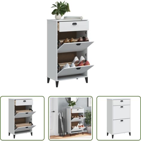 Muebles de almacenamiento -  Mueble zapatero VIKEN madera de ingeniería blanco