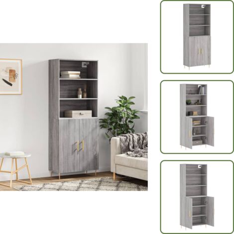 Muebles de almacenamiento - vidaXL Aparador alto madera contrachapada gris sonoma 69,5x34x180 cm - Aparador gris
