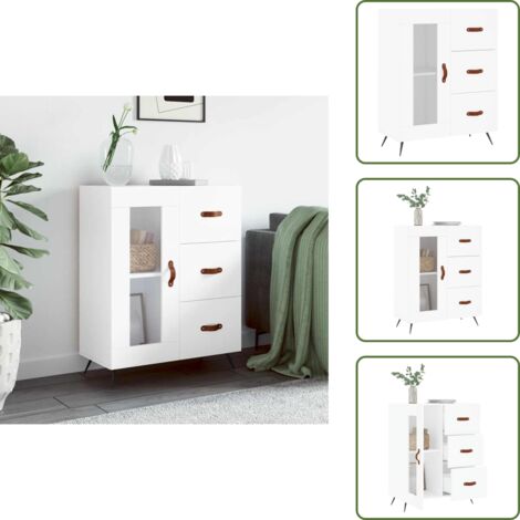 Muebles de almacenamiento - vidaXL Aparador de madera de ingeniería blanco 69,5x34x90 cm - Aparador con cajones