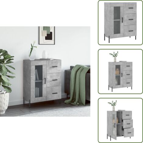 Muebles de almacenamiento - vidaXL Aparador de madera de ingeniería gris hormigón 69,5x34x90 cm - Aparador con cajones