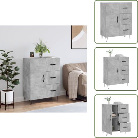 Muebles de almacenamiento - vidaXL Aparador de madera de ingeniería gris hormigón 69,5x34x90 cm - Aparador con cajones