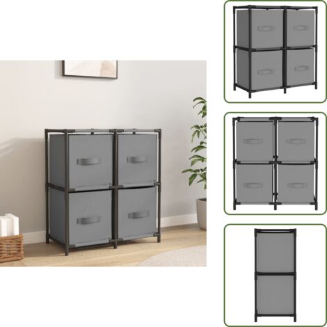Muebles de almacenamiento - vidaXL Armario almacenaje de acero con 4 cestas tela gris 63x30x71 cm - Armario gris