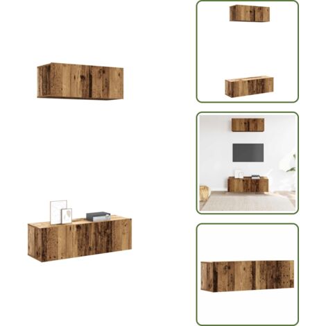 Muebles de almacenamiento - vidaXL Conjunto de mueble de TV 2 piezas montado la pared madera vieja - Muebles de pared de madera