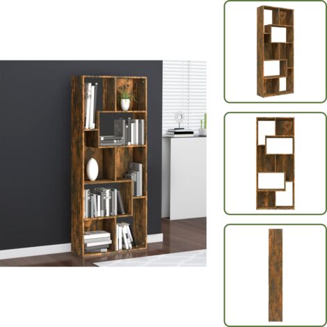Muebles de almacenamiento - vidaXL Estantería madera contrachapada color roble ahumado 67x24x161cm - Estantería moderna