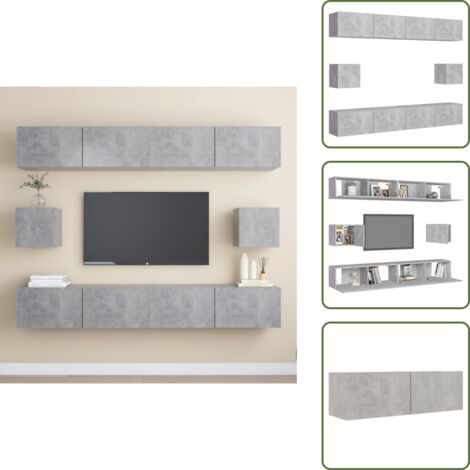 Muebles de almacenamiento - vidaXL Juego de muebles de salón 6 piezas gris hormigón - Muebles de pared