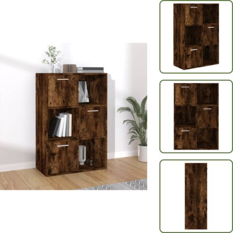 Muebles de almacenamiento - vidaXL Mueble de almacenaje roble ahumado 60x29,5x90 cm - Madera contrachapada