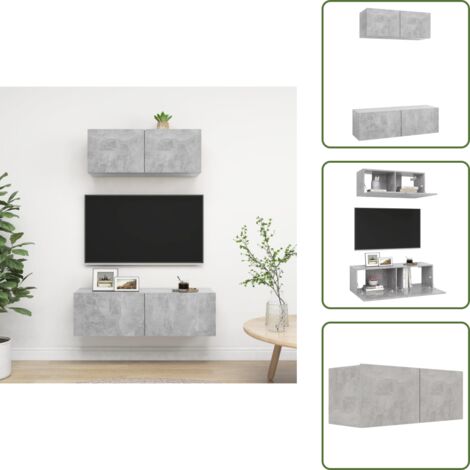 Muebles de almacenamiento - vidaXL Set de muebles de salón 2 pzas madera ingeniería gris hormigón - Muebles de madera