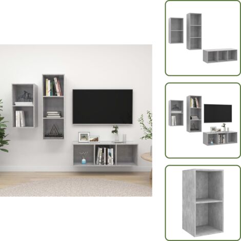 Muebles de almacenamiento - vidaXL Set de muebles de salón 3 pzas madera ingeniería gris hormigón - Muebles de madera