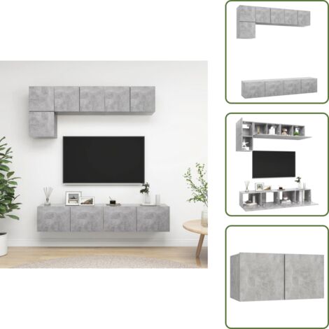 Muebles de almacenamiento - vidaXL Set de muebles de salón 5 pzas madera ingeniería gris hormigón - Muebles de madera