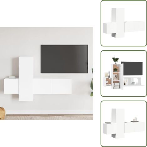 Muebles de almacenamiento - vidaXL Set de muebles de salón TV 3 piezas madera de ingeniería blanco - Muebles modernos