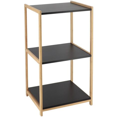 Muebles de bambú 3 estantes mdf negro - bambú negro - Tendance